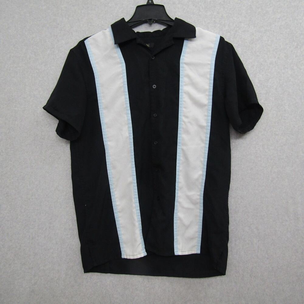 GNW Mens Black Shirt Large Tall Short Sleeve Button Business Casual Preppy